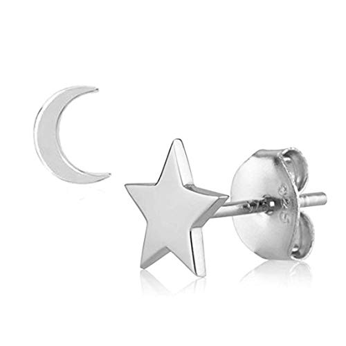 Brandlinger ® Stern Mond Ohrstecker Silber 925. Ohrringe Silber 925 vergoldet (Silber und Gold). Schmuck Damen vergoldet mit 18 Karat für Frauen und Mädchen. Größe der Ohrringe 7mm. von Langro Living