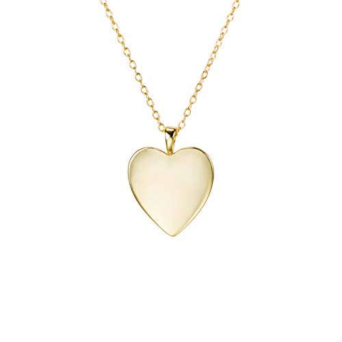 Langro Living Herzkette aus 925 Silber (14k vergoldet). Goldkette als Geschenk für Damen und Mädchen mit 40 + 5 cm Kettenlänge und 16 mm Anhänger von Langro Living