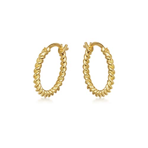 Brandlinger ® Ohrringe Silber 925 klein, gedreht. Schmuck Damen vergoldet mit 18 Karat (Silber und Gold) für Frauen und Mädchen. Durchmesser der Creolen 11,5mm. von Langro Living