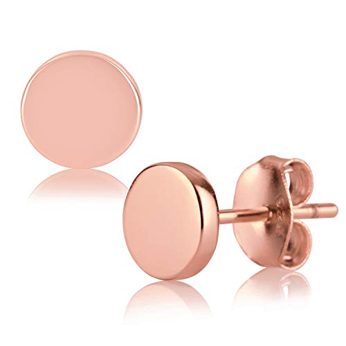 Brandlinger ® Ohrringe Silber 925. Schlichte Ohrstecker rund. Schmuck Damen vergoldet mit 18 Karat Roségold für Frauen und Mädchen. Größe der Ohrringe 5,5mm. von Langro Living