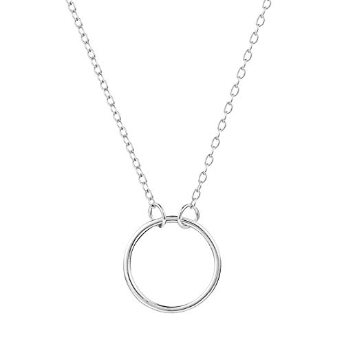 Langro Living Brandlinger ® Halskette Damen Silber 925. Kette Damen vergoldet mit 18 Karat (Silber und Gold), Kette mit Anhänger Ring. Schmuck für Frauen und Mädchen. Kettenlänge verstellbar 40-45cm. von Langro Living