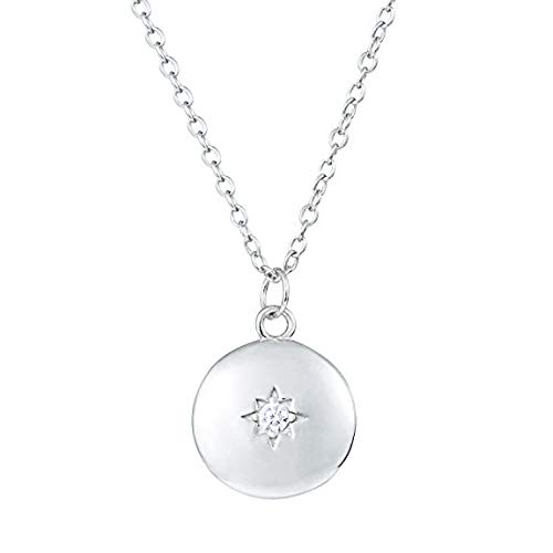 Silberkette Damen mit Anhänger. Kette Damen aus 925 Sterling Silber und 14K Gold Plattierung. Länge des Medaillon 40+5cm. Handgearbeitete Halskette Mädchen, designed in Deutschland. (Silber) von Langro Living