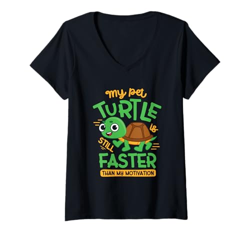 Damen Meine Haustierschildkröte ist Immer noch schneller als T-Shirt mit V-Ausschnitt Damen Meine Haustierschildkröte ist Immer noch schneller als T-Shirt mit V-Ausschnitt von Langsame Siege