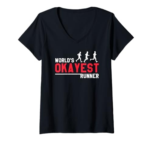 Damen Weltweit mittelmäßiger Läufer Spruch Humor T-Shirt mit V-Ausschnitt Damen Weltweit mittelmäßiger Läufer Spruch Humor T-Shirt mit V-Ausschnitt von Langsamer Jogger Spaß Laufeinsteiger Spruch