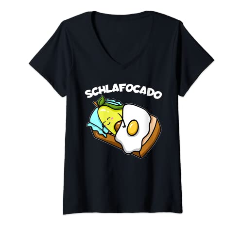 Damen Schlafocado Avocado Schlafanzug Pyjama Nachthemd Schlaf T-Shirt mit V-Ausschnitt von Langschläfer Morgenmuffel Avocado Geschenke