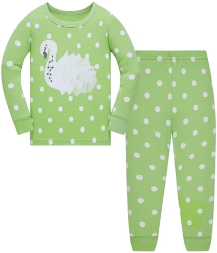 Kinder Mädchen Schlafanzüge Einhorn Langarm 100% Baumwolle Nachtwäsche Winter Weihnachten Pyjama Set Größe 122, 6-7 Jahre von Langubaby