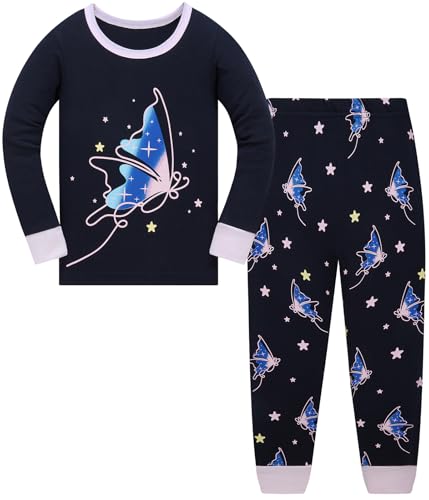 Kinder Mädchen Schlafanzüge Einhorn Langarm 100% Baumwolle Nachtwäsche Winter Weihnachten Pyjama Set Größe 140, 9-10 Jahre von Langubaby