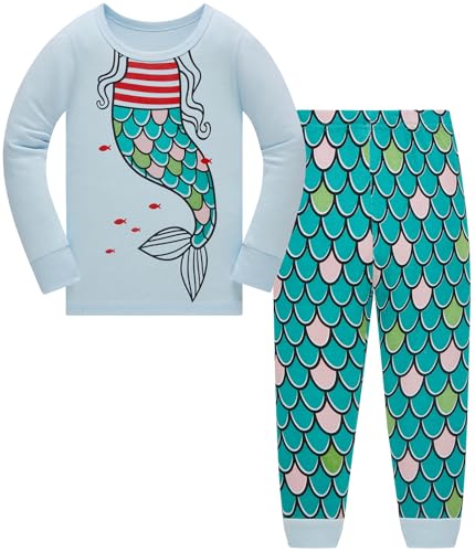 Kinder Mädchen Schlafanzüge Einhorn Langarm 100% Baumwolle Nachtwäsche Winter Weihnachten Pyjama Set Größe 98, 2-3 Jahre von Langubaby