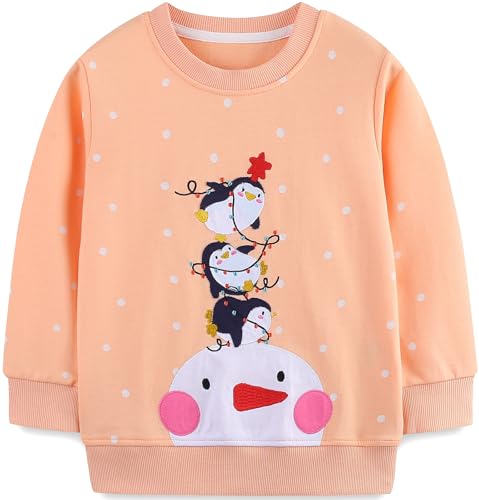 Mädchen Sweatshirt für Kinder Weihnachten Cartoon Pullover Baumwolle Langarm Top Größe 92, 1-2 Jahre von Langubaby