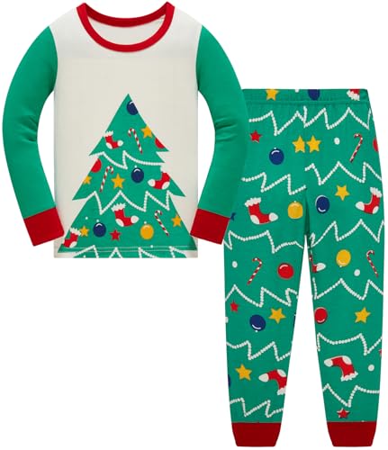 Weihnachten Kinder Schlafanzug Jungen Pyjama Set Mädchen Nachtwäsche Langarm Baumwolle Schlafanzüge Größe 98, 2-3 Jahre von Langubaby