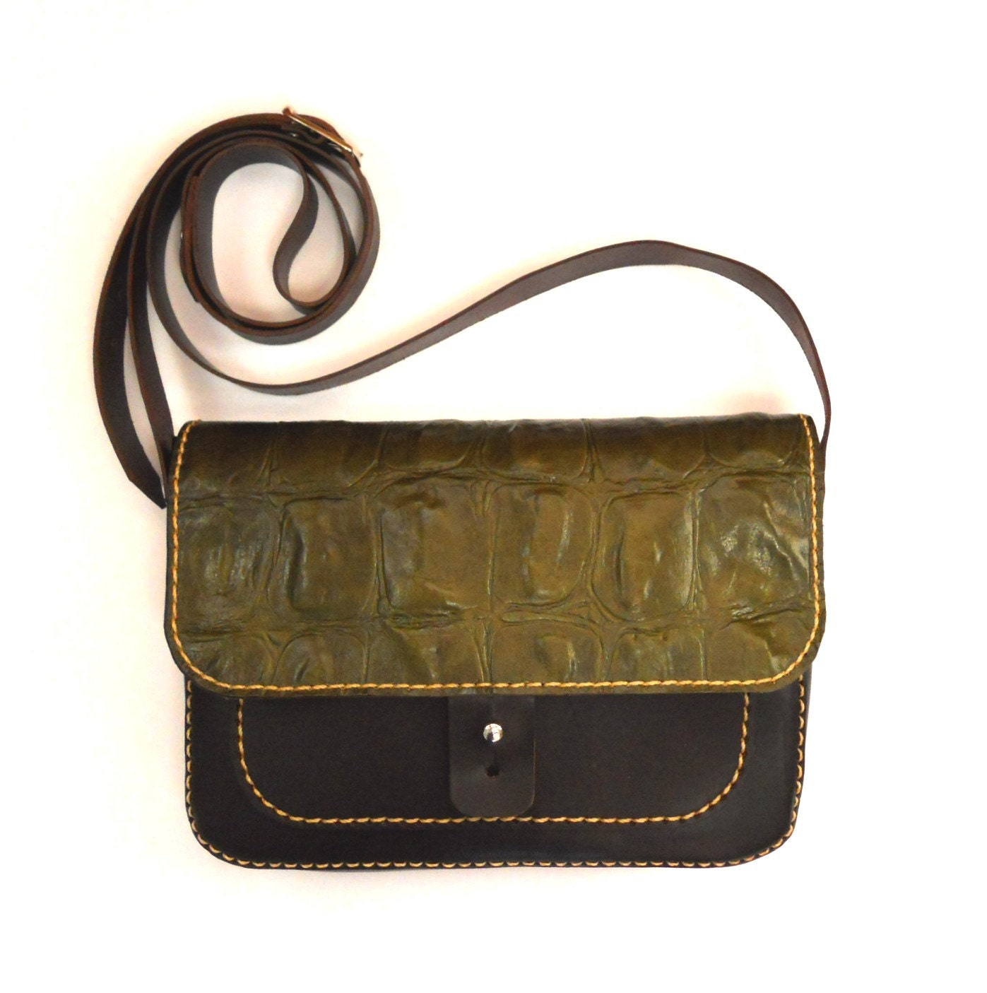 Crocodile Faux Purse/Echtes Ledertasche Tasche Corssbody Satteltasche Mit Kunstd Krokodil Leder von Lanhe