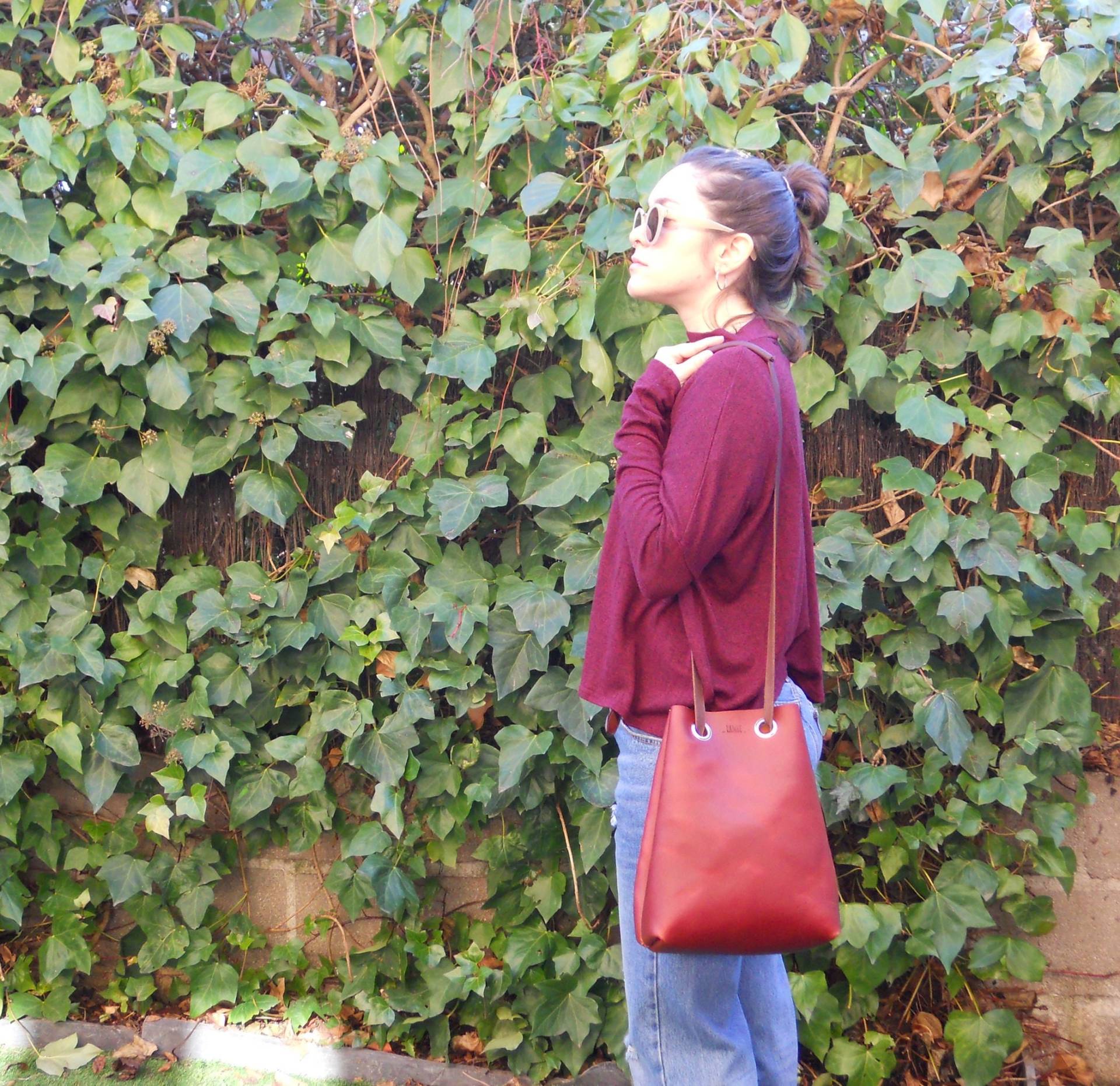 Leder Backpack Shoulderbag Cabrio Schultertasche, Cabrio-Rucksack, Frau Geldbörse, Lässige Tasche von Lanhe