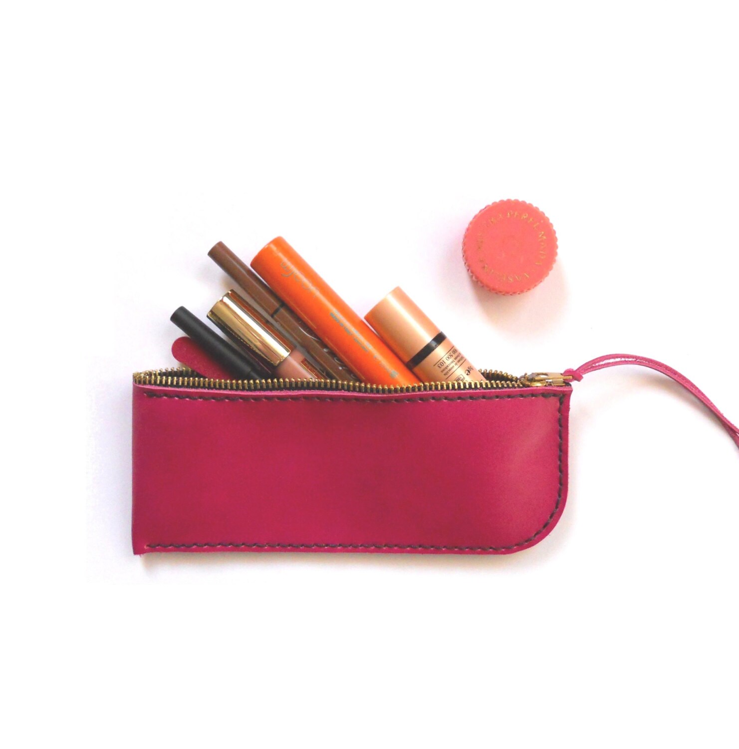 Leder Case/Rosa Bleistift Fall Reißverschluss Make-Up von Lanhe