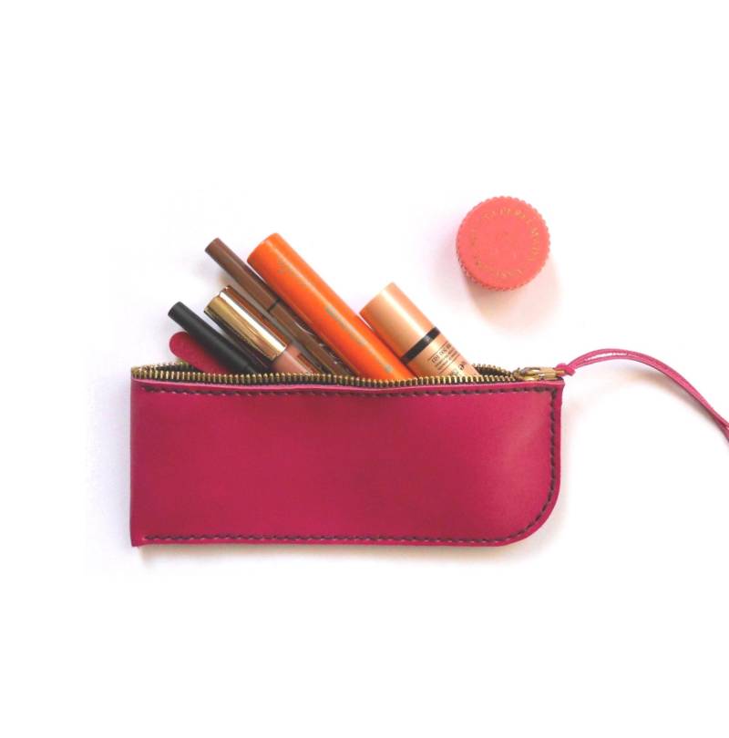 Leder Case/Rosa Bleistift Fall Reißverschluss Make-Up von Lanhe