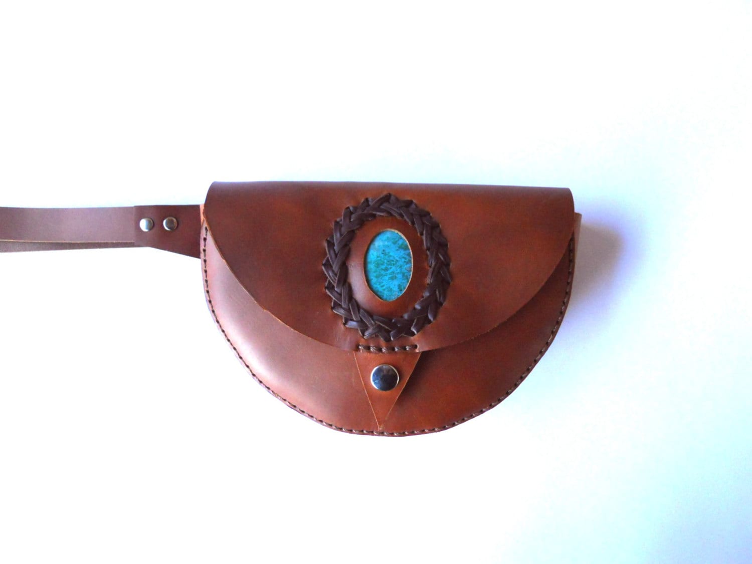 Leder Hip Bag/Rindsleder Handgemachte Hüfttasche Mit Chrysocolla von Lanhe