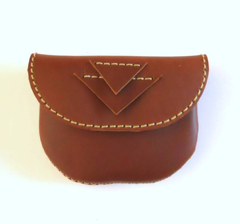 Leder Pouch/Handgemachte Kalbsleder Beutel Genäht Mit Beige Gewachsten Faden von Lanhe