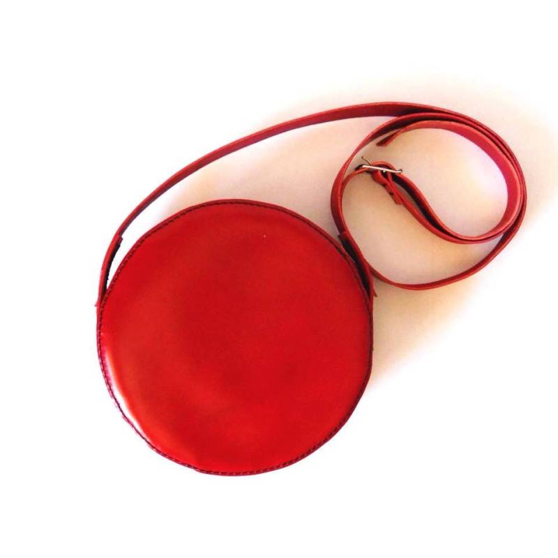 Red Leather Purse/Ledertasche Tasche Corssbody Satteltasche von Lanhe