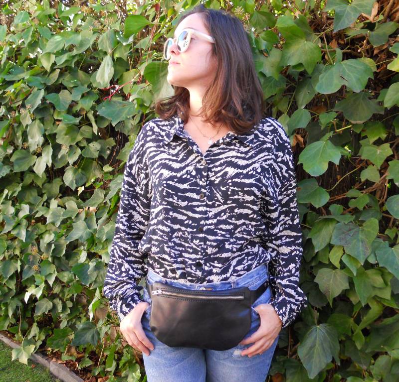 Schwarze Leder Hipbag, Schwarze Hüfttasche, Umhängetasche, Gürteltasche, Handgemachte Echtes Hipbag, Hip Bag von Lanhe