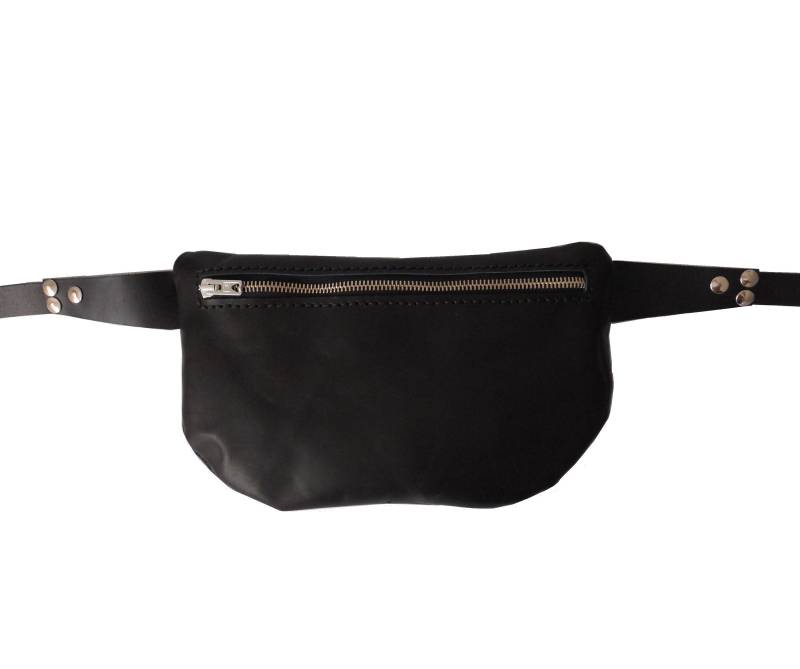 Schwarze Leder Hipbag, Schwarze Hüfttasche, Umhängetasche, Gürteltasche, Handgemachte Echtes Hipbag, Hip Bag von Lanhe