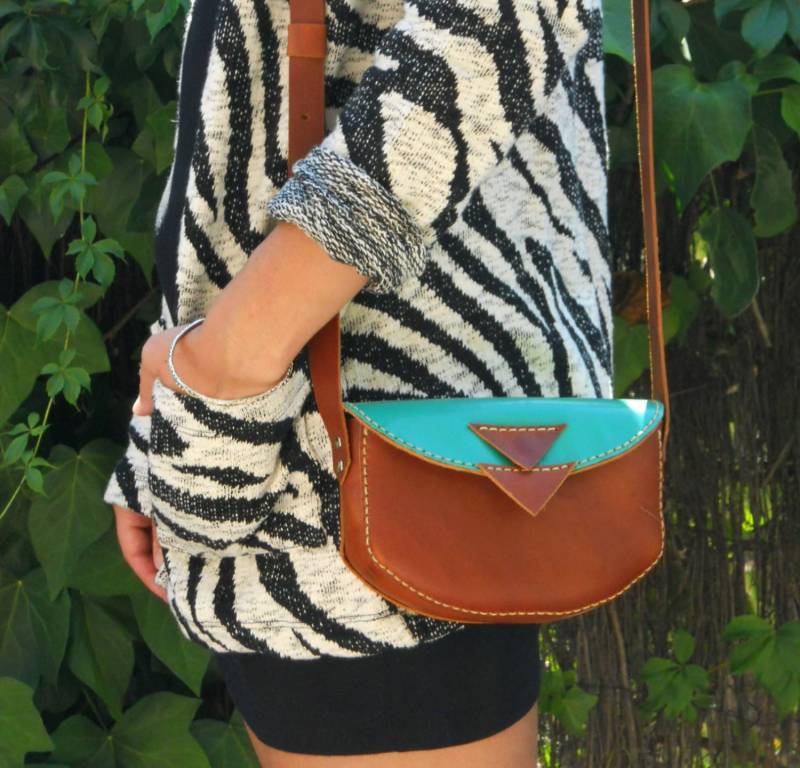 Turquoise Leder Purse/Ledertasche Tasche Corssbody Satteltasche von Lanhe