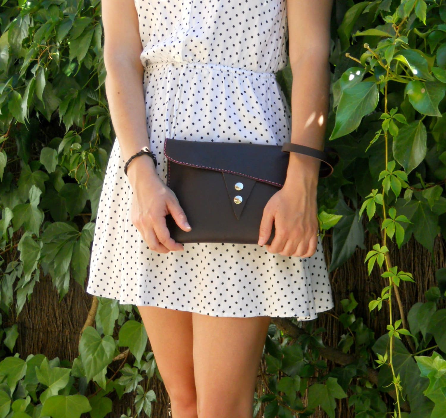 Wristlet Clutch/Dunkle Lederkupplung Große Kapazität von Lanhe