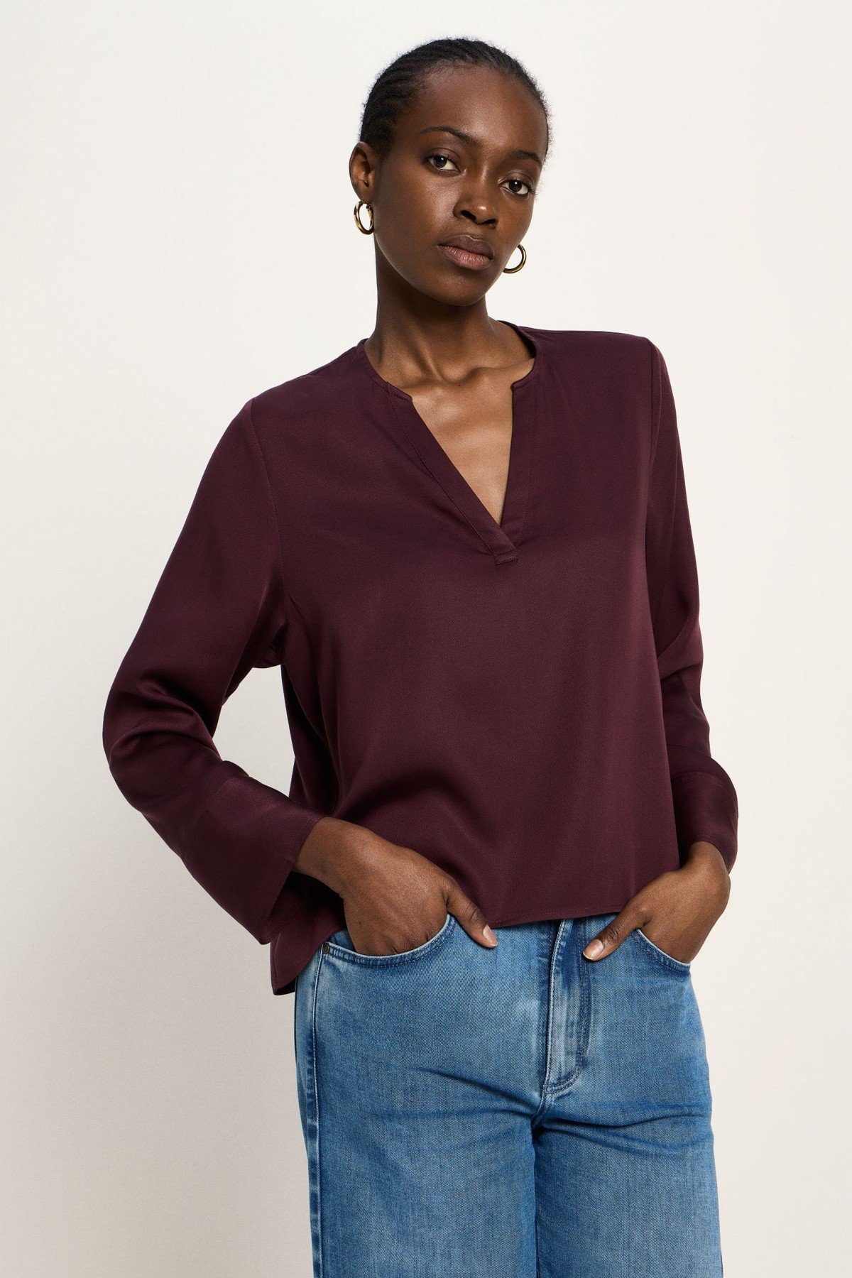 Bluse Tencel Bordeaux von Lanius
