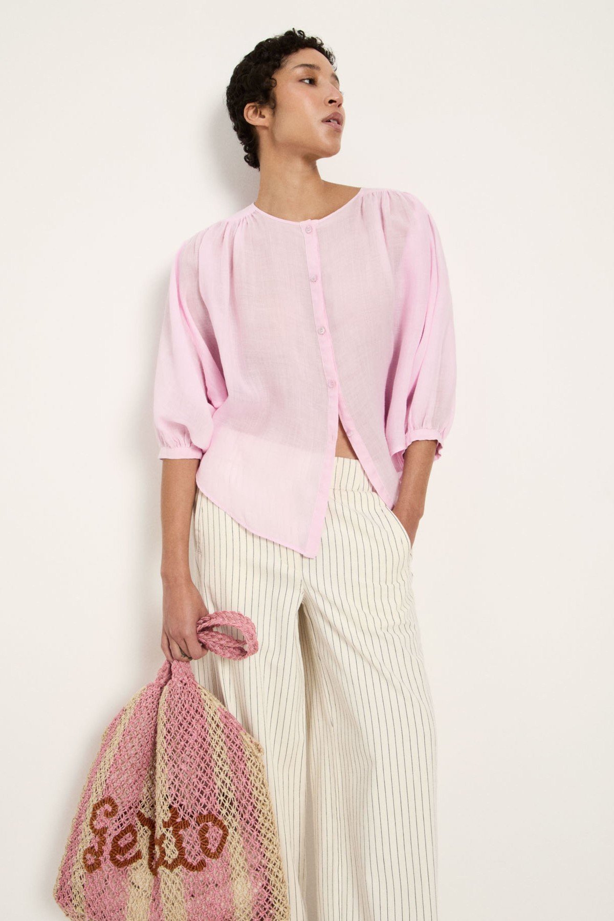 Bluse mit Kräuseln Rosa von Lanius