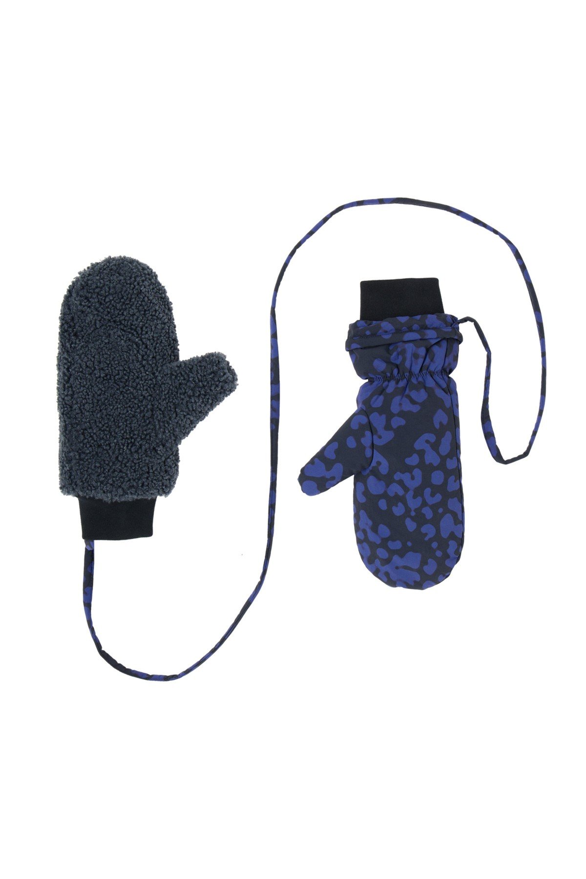 Wendehandschuhe Teddy Wattiert Animal Printed Blau von Lanius