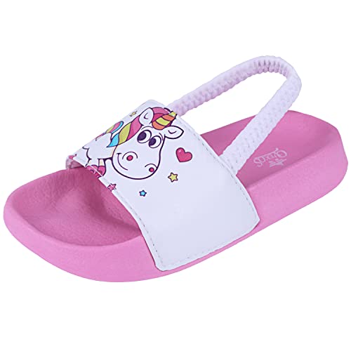 Lanivic Badelatschen Mädchen Badesandalen Jungen Badeschlappen Dusch Badeschuhe Sommer Rutschfest Leicht Strand Hausschuhe Kinder Sandalen Gummiband Einhorn Rosa 22 EU von Lanivic