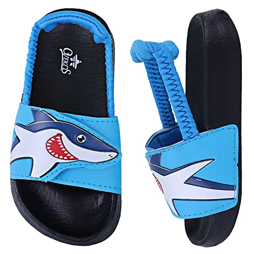 Lanivic Badelatschen Mädchen Badesandalen Jungen Badeschlappen Dusch Badeschuhe Sommer Rutschfest Leicht Strand Hausschuhe Kinder Sandalen Gummiband Haifisch Blau 23 EU von Lanivic