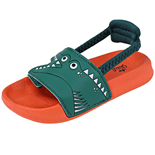 Lanivic Badelatschen Mädchen Badesandalen Jungen Badeschlappen Dusch Badeschuhe Sommer Rutschfest Leicht Strand Hausschuhe Kinder Sandalen Gummiband Krokodil Orange 27 EU von Lanivic