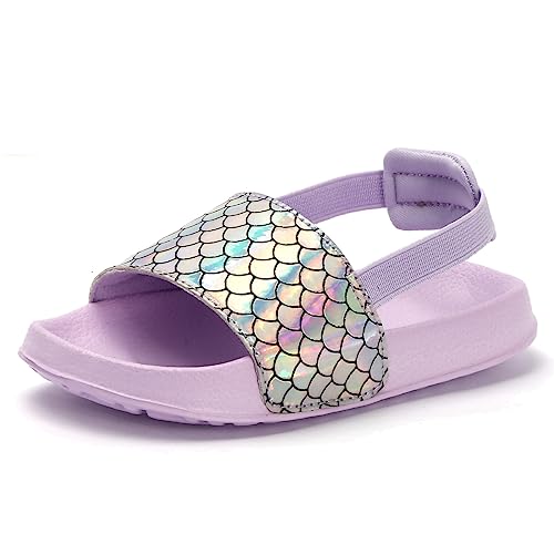 Lanivic Badelatschen Mädchen Badesandalen Jungen Badeschlappen Dusch Badeschuhe Sommer Rutschfest Leicht Strand Hausschuhe Kinder Sandalen Gummiband Regenbogen von Lanivic