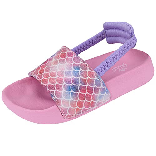 Lanivic Badelatschen Mädchen Badesandalen Jungen Badeschlappen Dusch Badeschuhe Sommer Rutschfest Leicht Strand Hausschuhe Kinder Sandalen Gummiband Schuppen Rosa 22 EU von Lanivic