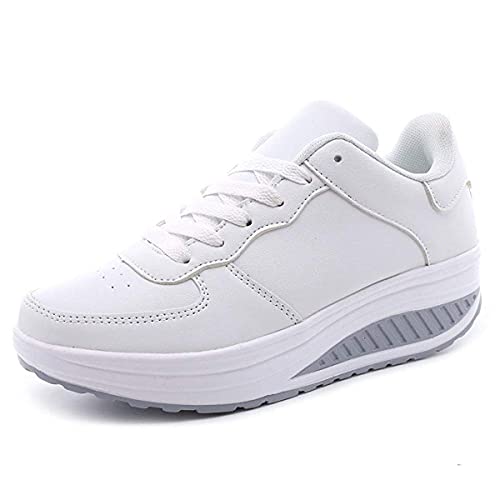 Damen Fitnessschuhe Bequeme Plateau Laufschuhe Freizeitschuhe Wedge Sportschuhe Wanderschuhe Tanzschuhe Weiß EU 35 von Lanivic