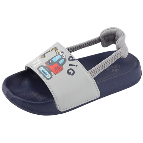 Badelatschen Mädchen Badesandalen Jungen Badeschlappen Dusch Badeschuhe Sommer rutschfest Leicht Strand Hausschuhe Kinder Sandalen Gummiband Grau 24 EU von Lanivic