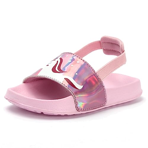 Lanivic Badelatschen Mädchen Badesandalen Jungen Badeschlappen Dusch Badeschuhe Sommer Rutschfest Leicht Strand Hausschuhe Kinder Sandalen Gummiband Regenbogen von Lanivic