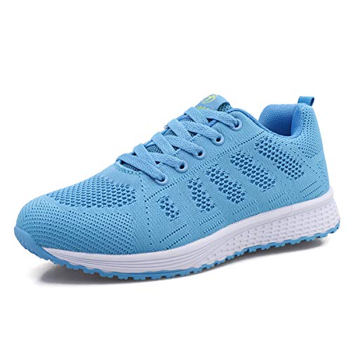 Lanivic Damen Turnschuhe Laufschuhe Atmungsaktive Sportschuhe Tennisschuhe Athletisch Fitnessschuhe Sneakers Flach Hellblau EU 36 von Lanivic