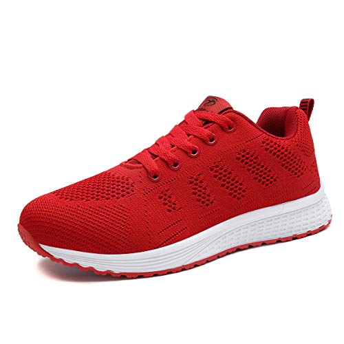 Lanivic Damen Turnschuhe Laufschuhe Atmungsaktive Sportschuhe Tennisschuhe Athletisch Fitnessschuhe Sneakers Flach Rot EU 37 von Lanivic