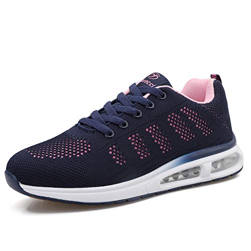 Lanivic Damen Turnschuhe Luftkissen Laufschuhe Atmungsaktive Sportschuhe Tennisschuhe Athletisch Fitnessschuhe Sneakers Flach Blau EU 43 von Lanivic