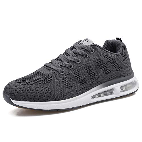 Lanivic Damen Turnschuhe Luftkissen Laufschuhe Atmungsaktive Sportschuhe Tennisschuhe Athletisch Fitnessschuhe Sneakers Flach Dunkelgrau EU 37 von Lanivic