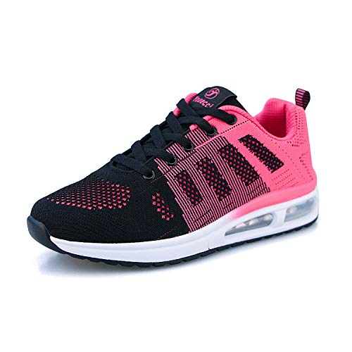 Lanivic Damen Turnschuhe Luftkissen Laufschuhe Atmungsaktive Sportschuhe Tennisschuhe Athletisch Fitnessschuhe Sneakers Flach Rosenrot EU 36 von Lanivic