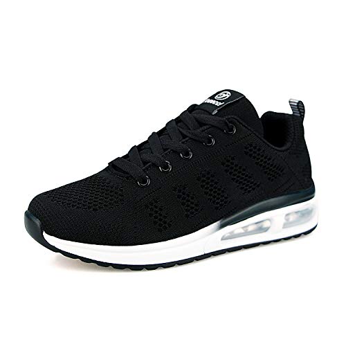 Lanivic Damen Turnschuhe Luftkissen Laufschuhe Atmungsaktive Sportschuhe Tennisschuhe Athletisch Fitnessschuhe Sneakers Flach Schwarz EU 35 von Lanivic