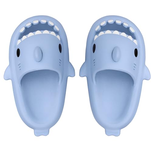 Lanivic Jungen Mädchen Hai Dusch und Badeschuhe Lustig Sommer Hausschuhe Rutschfeste Pantoletten Kinder Badelatschen Strand Shark Slippers von Lanivic