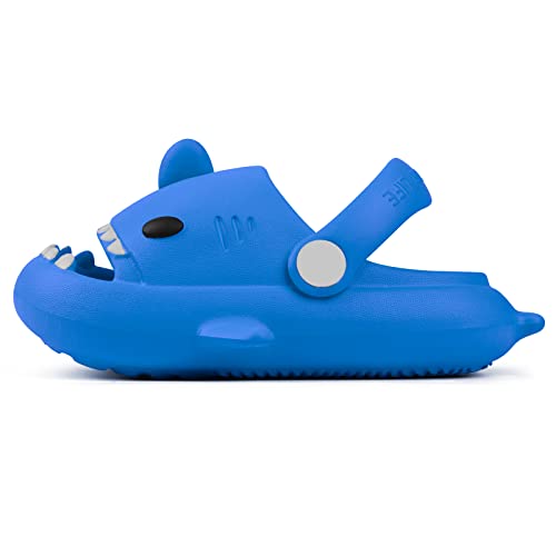 Lanivic Jungen Mädchen Hai Dusch und Badeschuhe Tiger Lustig Sommer Clogs Hausschuhe rutschfeste Pantoletten Schuhe Badelatschen Strand Shark Slippers Saphir von Lanivic