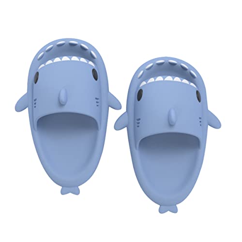 Lanivic Jungen Mädchen Hai Dusch und Badeschuhe Tiger Lustig Sommer Hausschuhe rutschfeste Pantoletten Schuhe Badelatschen Strand Shark Slippers Hell Blau von Lanivic