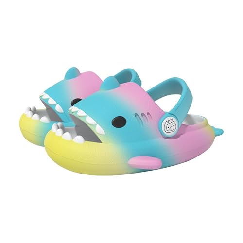 Lanivic Jungen Mädchen Hai Dusch und Badeschuhe Tiger Lustig Sommer Hausschuhe rutschfeste Pantoletten Schuhe Badelatschen Strand Shark Slippers Mehrfarbig von Lanivic