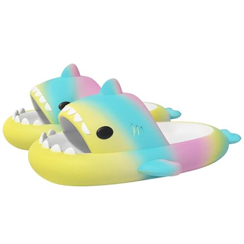 Lanivic Jungen Mädchen Hai Dusch und Badeschuhe Tiger Lustig Sommer Hausschuhe rutschfeste Pantoletten Schuhe Badelatschen Strand Shark Slippers Mehrfarbig von Lanivic