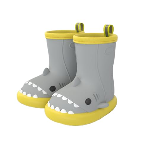 Lanivic Kinder Hai Gummistiefel Jungen Regenstiefel Mädchen Wasserdicht Rutschfest Damen Hai Rain Boot Draussen Schneestiefel von Lanivic