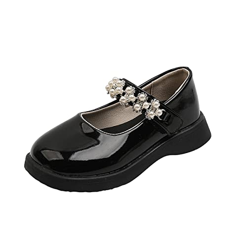 Lanivic MäDchen Mary Jane Flats Schulschuhe Festliche MäDchen Halbschuhe Prinzessin Ballerina Schuhe Schwarz EU 30 von Lanivic