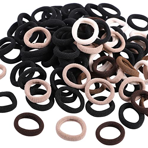 100 Stück Haargummi Damen, Mini Haargummis Mädchen in Schwarz und Farbverlauf in Kaffeefarbe, Baby Haargummi Metallfreie für Mädchen-Pferdeschwänze von Lanjue